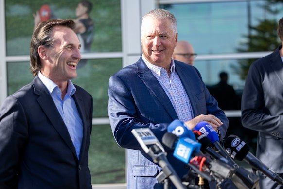 Andrew Dillon and his new football supremo Greg Swann.