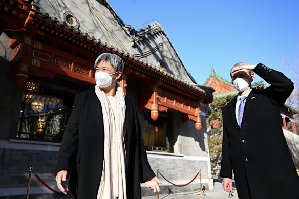 Foreign Minister Penny Wong and Fletcher at the Diaoyutai State Guesthouse in Beijing, China in December 2022. 