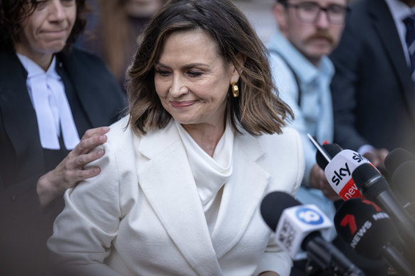 Lisa Wilkinson extracurricular  the Federal Court aft  the judgement  was delivered past  month.