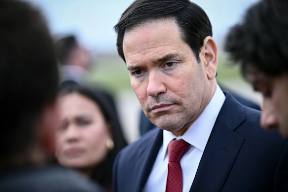 Marco Rubio speaks to the press after the G7 foreign ministers meeting in Paris on Friday.
