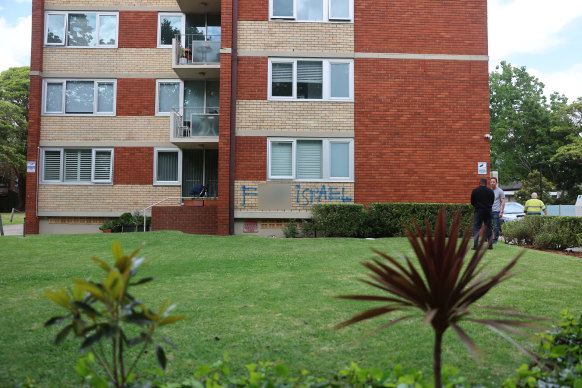 Nearby apartment buildings were also vandalised. 