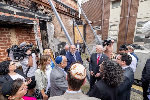 Representatives from Jewish organisations around the world gather at Ripponlea’s Adass Israel synagogue on Thursday.