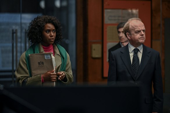 Clare-Hope Ashitey and Toby Jones try to control the situation from the command centre of the U-Bahn.