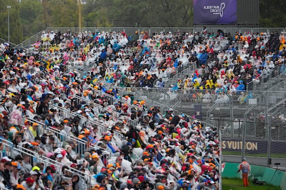 Spectators watch the Australian Formula One Grand Prix.