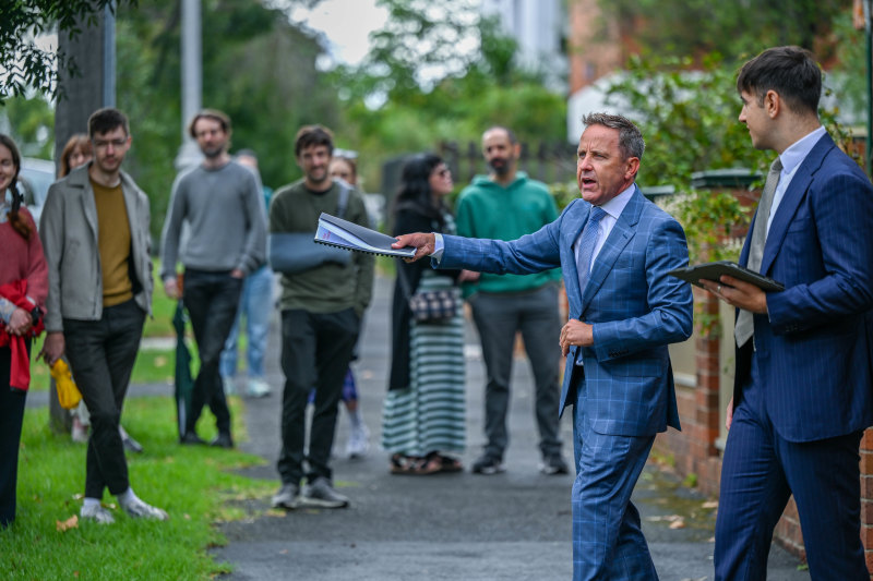 Ryan Currie auctions the Flemington terrace.