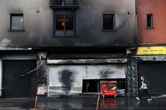 Shops were also targeted by rioters in Belfast.