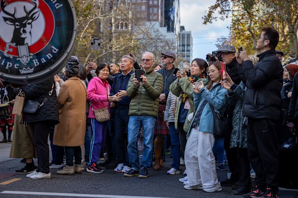A large crowd turned out in weather reminiscent of Scotland.