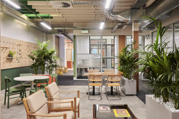 The workplace is spread over two floors in a building on Flinders Street in Melbourne’s CBD.