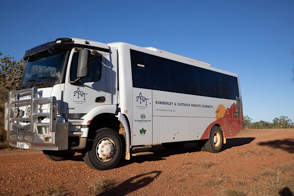 APT tour groups are transported aboard rugged  but comfortable four-wheel-drive coaches.