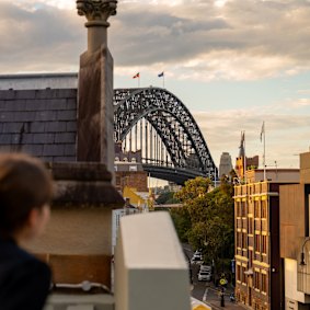 Spacious rooftop offers Harbour Bridge glimpses.