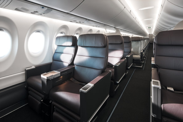 Cabins feel more spacious on the A220 with higher ceilings and the largest windows of any single-aisle aircraft.