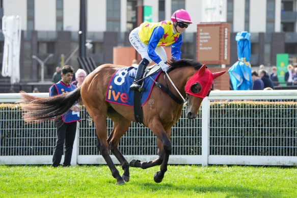 Kah riding Let’sfacethemusic in the
August 31 race that led to her being charged by the Victorian Racing Tribunal.