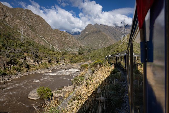 Train ride to Machu Picchu.