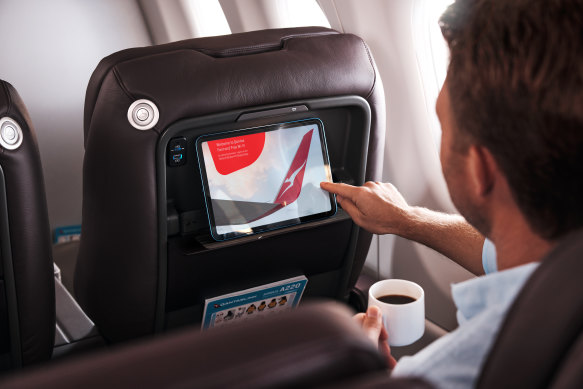 In-flight entertainment is available via the Qantas app, which you can access from your own device.