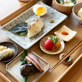 A closer look at the Japanese breakfast set, $55.