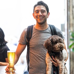 Nthside Collective community run club member Oliver Herrera after a jog with his dog, Chela.