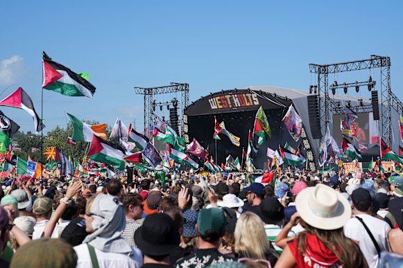 Bob Vylan were followed by Kneecap, who led chants against the British PM and pro-Palestinian slogans.