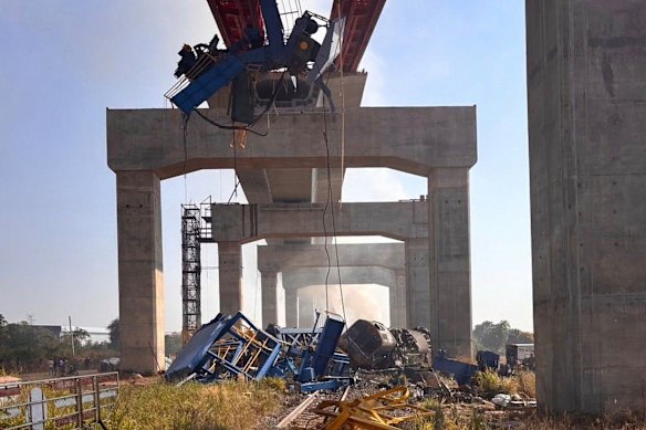 A construction crane fell onto a passenger train in Nakhon Ratchasima province, Thailand.