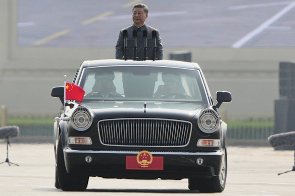 Chinese President Xi Jinping inspects the troops ahead of a military parade last month.