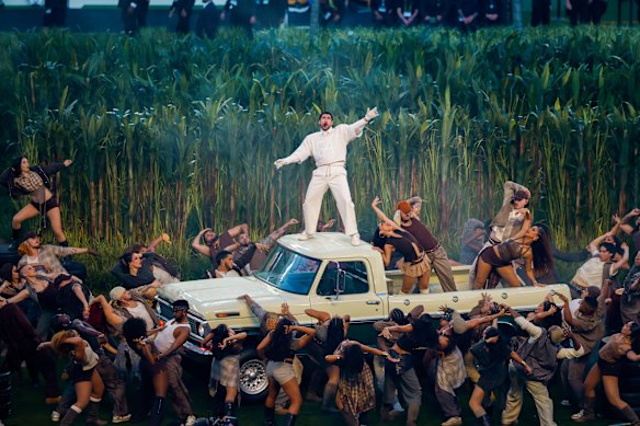 Bad Bunny performs at the Super Bowl half-time show at Levi&rsquo;s Stadium, Santa Clara.