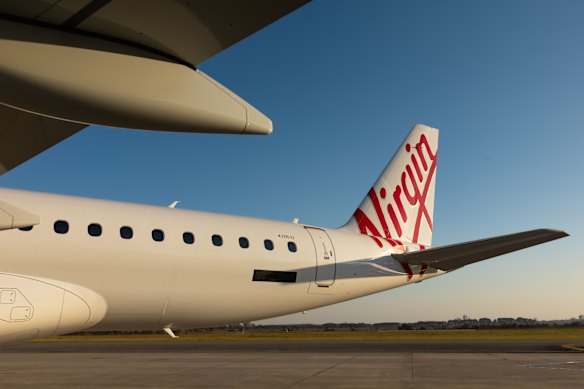 One of Virgin Australia’s new more efficient E190-E2 aircraft.