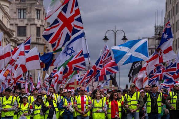 Security was high at the weekend’s Unite the Kingdom rally. With a counterprotest held nearby, authorities feared violence.