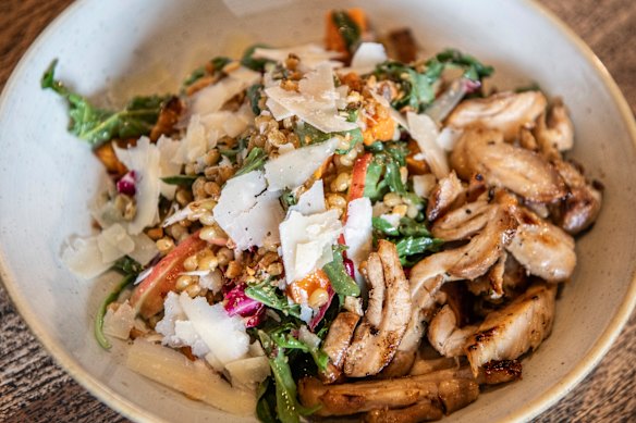 Sweet potato salad with chicken.