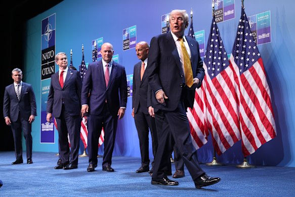 The strikes commenced while Trump was airborne after leaving the NATO summit in Ankara.