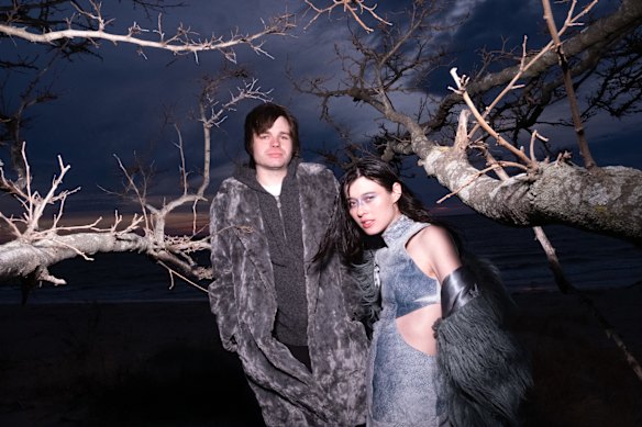 Amos with Rachel Brown, his bandmate in experimental duo Water From Your Eyes. 