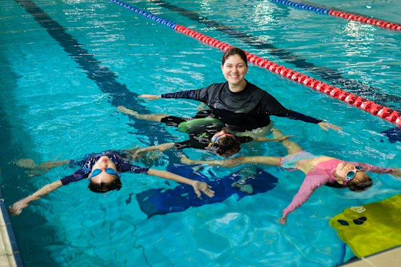 Swimming instructor Milica Mitreska takes a ‘firm kindness’ approach with her students.