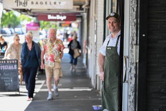 Luke Iles from The Lucky Pig butchers has enjoyed a rise in foot traffic in Centre Road, Bentleigh.