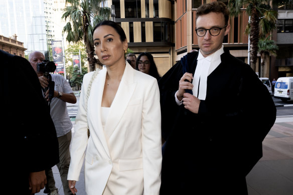 Radio presenter Antoinette Lattouf arrives at the Federal Court in Sydney on Wednesday.