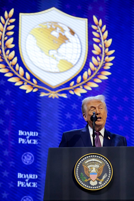 The signing ceremony unveiled the Board of Peace logo, which bears a close resemblance to the UN&rsquo;s logo, except that the map shows only the Americas, it is coloured gold and it is set in a golden laurel wreath.
