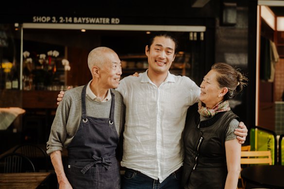 Ecca Zhang with parents Lun Gao and Jie Zhang of Grape Garden Restaurant in Kings Cross.