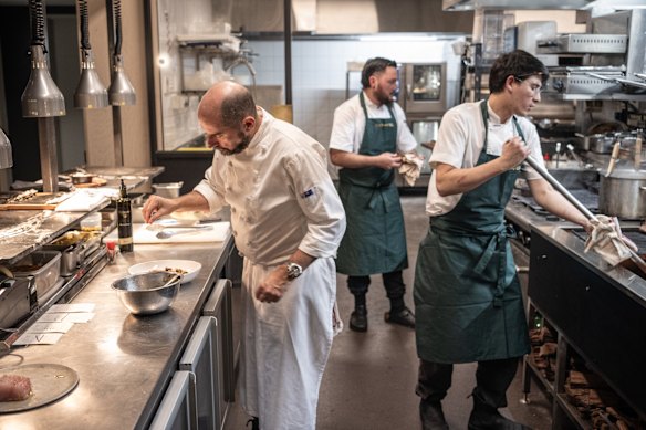Chef Corey Costelloe in the kitchen at 20 Chapel, Marrickville.