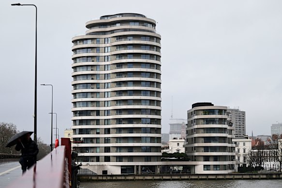 The luxury Thames-side apartment building where Zac Brettler, 19, fell to his death.