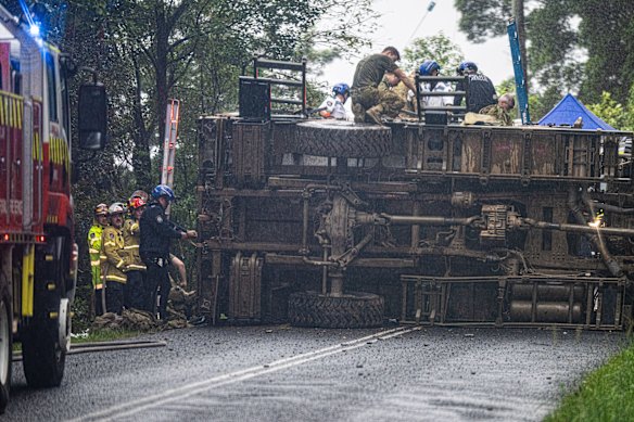 A rescue operation got under way after an army tanker rolled south of Lismore.