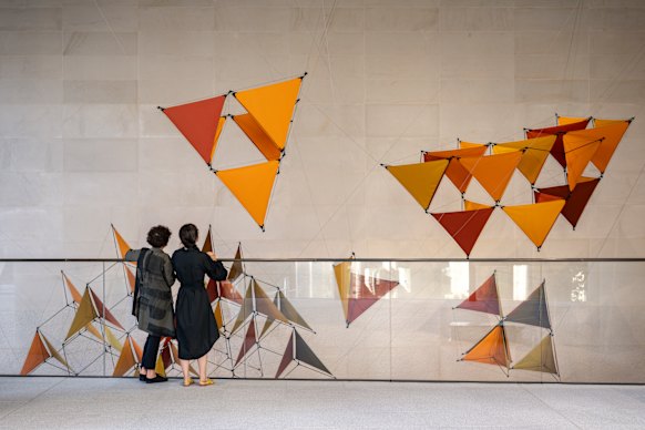 Tomás Saraceno’s The Seeds of Flight at Parkline Place above the Gadigal metro station in Sydney.