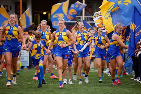 Dana Hooker runs out during the Round 12 match against Carlton.