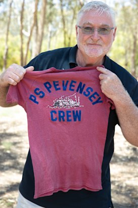 Rohan Burgess with the T-shirt he wore as a boy volunteer when he helped restore the PS Pevensey.