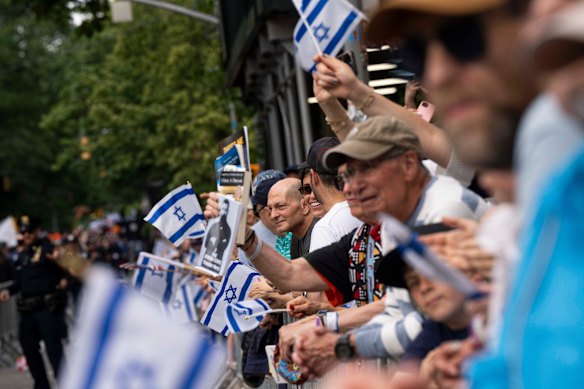 An Israel Day parade in New York on May 31. The city is home to the largest Jewish population outside Israel.