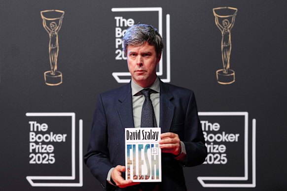 David Szalay with his Booker Prize-winning novel Flesh at the London event. 