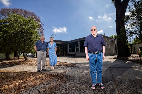 Damien is disabled with high-needs, pictured with his sister Elena and Dad Peter outside Fisher Street, Malvern East. Families are facing an uncertain future after Stonnington Council voted to sell off the property being used by a disability provider for daytime care for about 40 adults with high-needs. Elena fears her brother will have nowhere else to go, will regress to being non-verbal and be left watching TV with their parents all day every day.