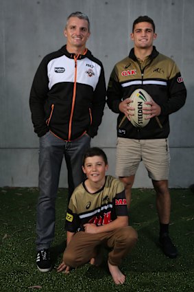 A young Jett Cleary with his famous father and brother, Ivan and Nathan, in 2017.