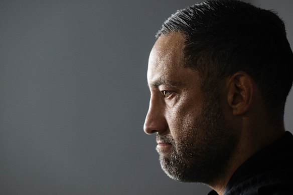 West Tigers coach Benji Marshall at a press conference announcing his contract extension through to 2030.