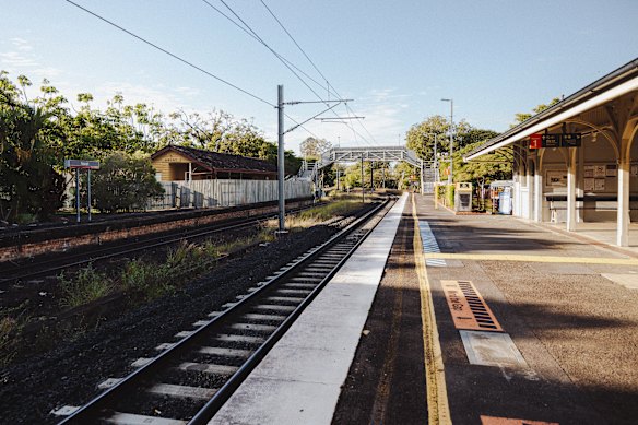 Ascot train station, showing the timber and concrete heritage buildings.
