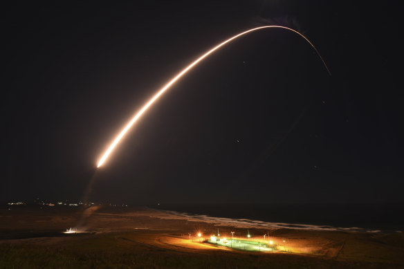 A Minuteman 3 intercontinental ballistic missile is tested at Vandenberg Air Force Base, California.
