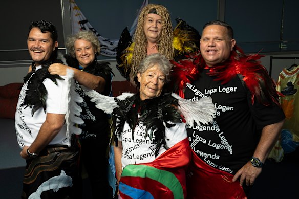 Keiron Brown, Sarah Martin, Alita Morgan, Aunty Barb Simms and Russell Weston will represent the LaPa Legends when the float debuts in Saturday’s Mardi Gras parade.