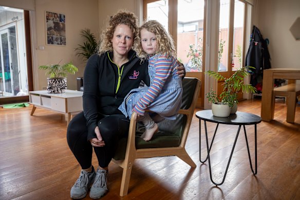Carly Brown-McErlain with her daughter Ayda, 6, said she spent about $300 of her School Saving Bonus on uniforms. 