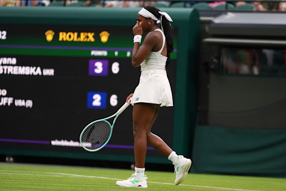 Coco Gauff is stunned after losing in the first round.